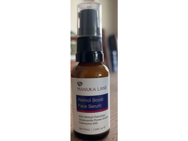Manuka Lane Retinol Boost Face Serum, Retinyl Palmitate Chamomile Flower Extract, 1 fl oz/30 mL