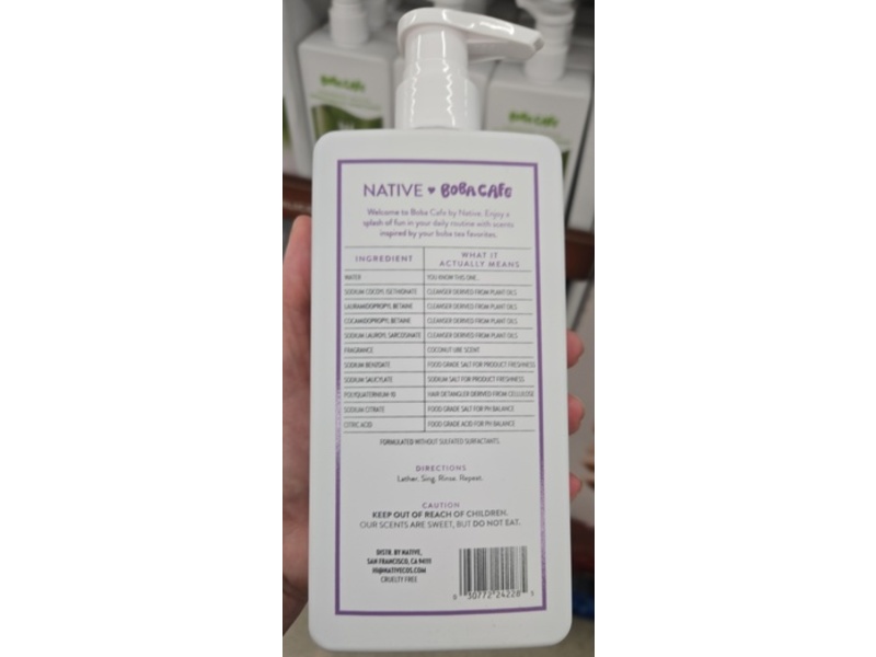 Native Boba Cafe 2 In1 Moisturizing Shampoo & Conditioner, Coconut Ube, 16.5 fl oz/487 mL