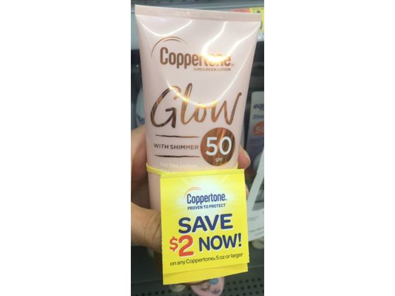 Coppertone Glow Sunscreen Lotion With Shimmer, SPF 50, 5 fl oz/148 mL