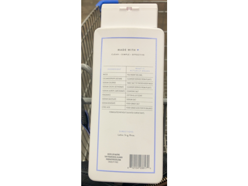 Native Body Wash, Cotton & Lily, 18 oz/532 mL