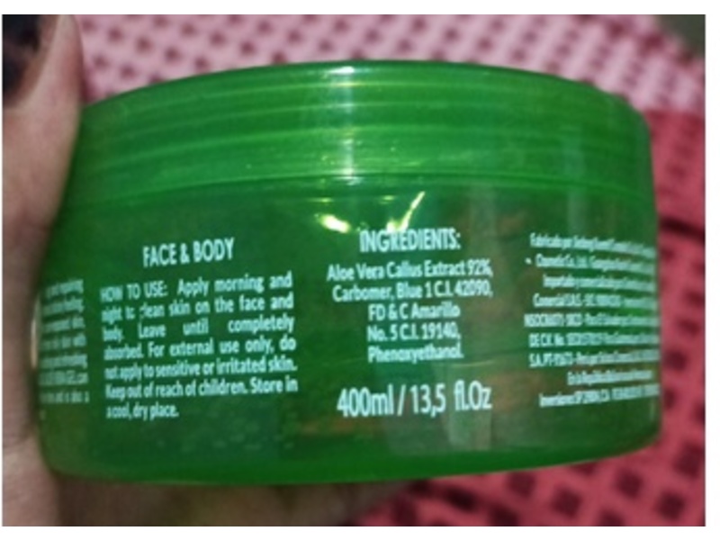 BACC Face & Body Gel, Aloe Vera Gel, 13.5 fl oz/400 mL