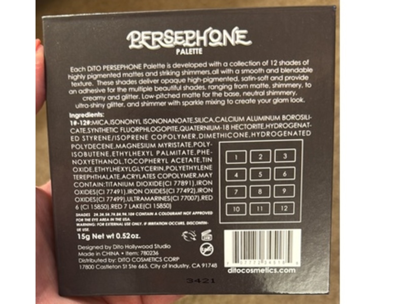 Dito Persephone Eyeshadow Palette, 0.52 oz/15 g