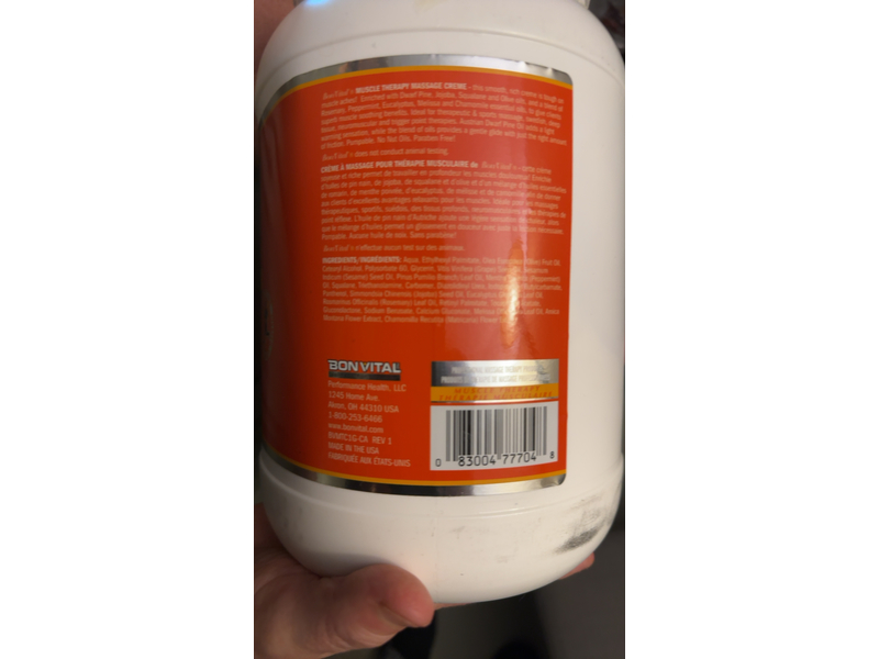 Bon Vital' Muscle Therapy Massage Creme, 3.78 L