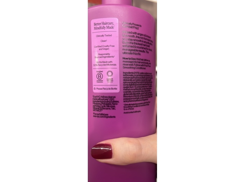 Eva NYC Frizz Fixer Smoothing Shampoo, Argan Oil, 31 fl oz/916 mL