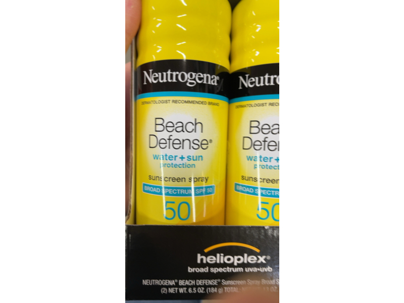 Neutrogena Beach Defence Water + Sun Protection Sunscreen Spray, SPF 50, 6.5 oz, Pack Of 2