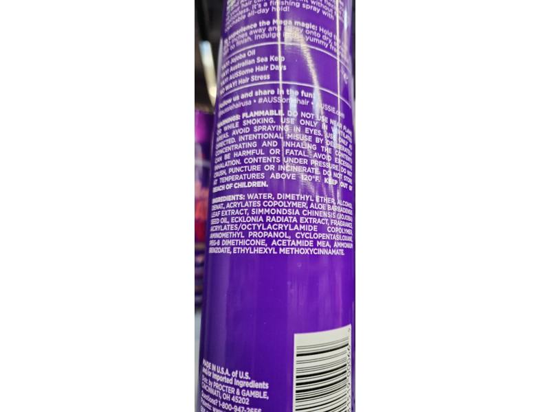 Aussie Mega Hair Spray, Jojoba Oil, Australian Sea Kelp, Flexible Hold, 17 oz/482 g, Pack Of 3