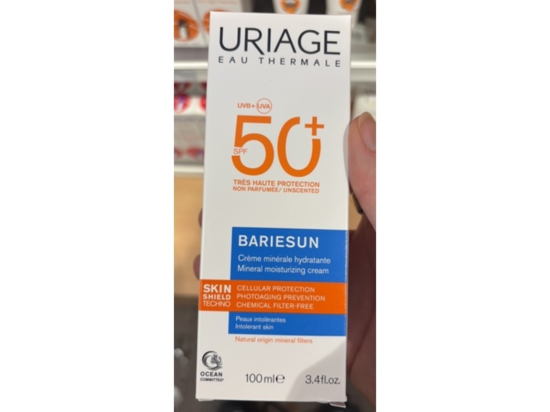 Uriage Eau Thermale Bariesun Mineral Moisturizing Cream, SPF 50 +, 3.4 fl oz/100 mL