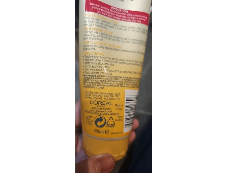 L'Oreal Paris Sublime Bronze Summer Glow Lotion, Medium Tan, 200 mL