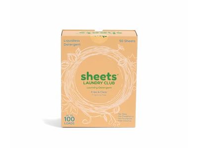 Sheets Laundry Club Laundry Detergent Sheets, Free & Clear, 100 Loads, 50 Count