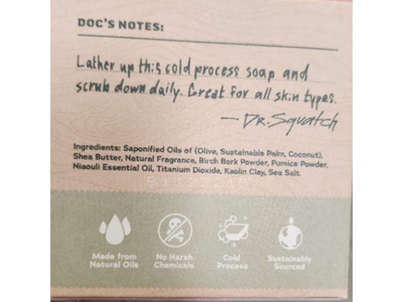 Dr. Squatch Natural Bar Soap, Birchwood Breeze, 5 oz/141.7 g