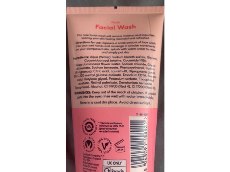Boots Everyday Facial Wash, Rose, 5 fl oz/150 mL