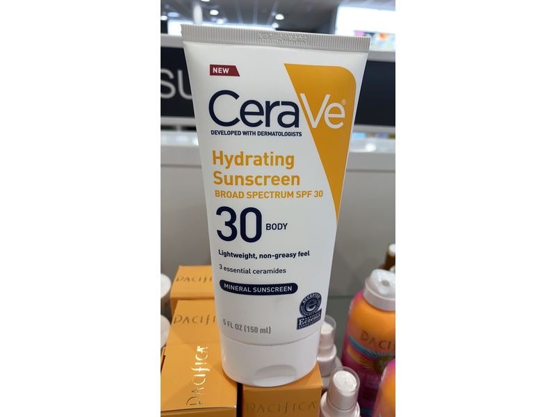 CeraVe Hydrating Mineral Sunscreen Body Lotion, SPF 30, 5 fl oz/150 mL