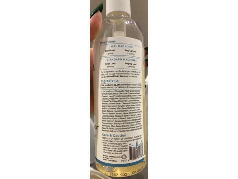 Puracy Liquid Natural 10X Laundry Detergent Refill, Free & Clear, 64 Loads, 16 fl oz/473 mL