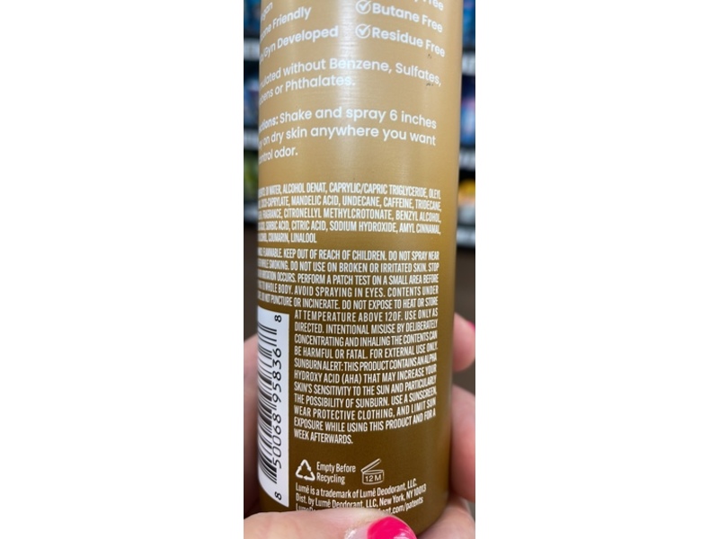 Lume Whole Body Deodorant Spray, Vanilla Bliss, 3.6 oz/102 g