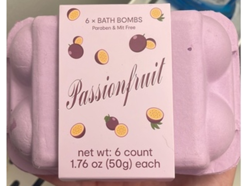 Bath Bombs, Passion Fruit, 1.76 oz/50 g, 6 count