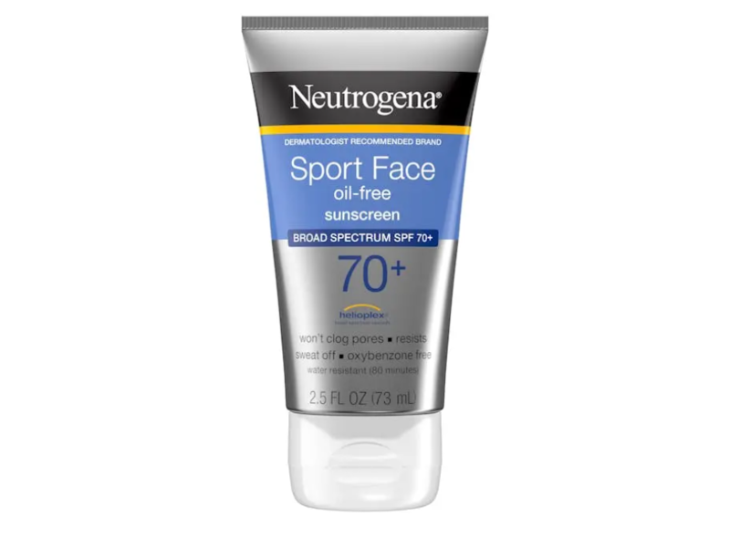 Neutrogena Sport Face Oil-Free Broad Spectrum Sunscreen Lotion, SPF 70+, 2.5 fl oz/73 mL