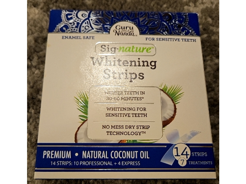 GuruNanda Signature Premium Whitening Strips, Natural Coconut Oil, 14 Count
