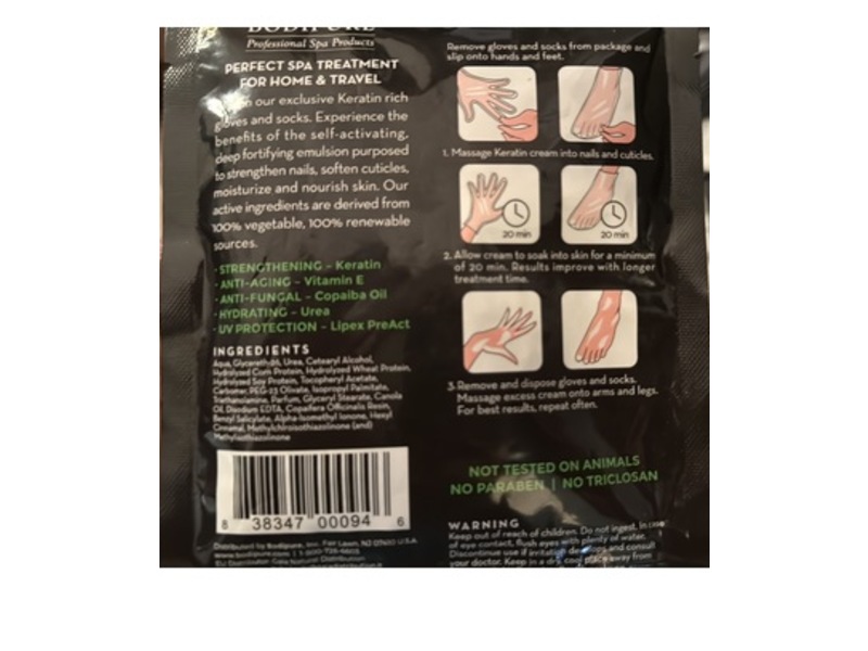 Bodipure Keratin Gloves & Socks All In One Hand & Foot Treatment Set, 1.62 oz, 1 Pair