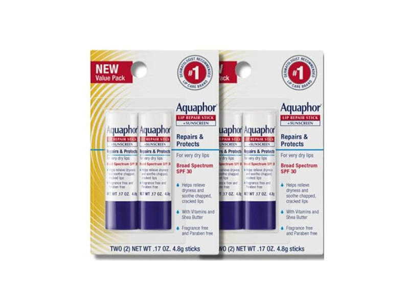Aquaphor Sunscreen + Lip Repair Stick, SPF 30, 0.17 oz/4.8 g, Pack Of 4