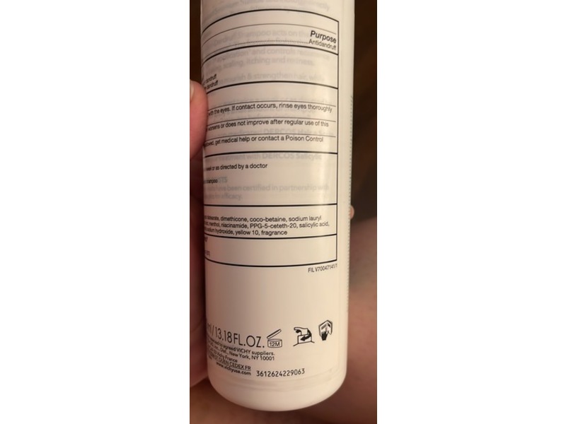 Vichy Laboratories Dercos Anti-Dandruff Shampoo, Selenium Sulfide, 13.18 fl oz/390 mL