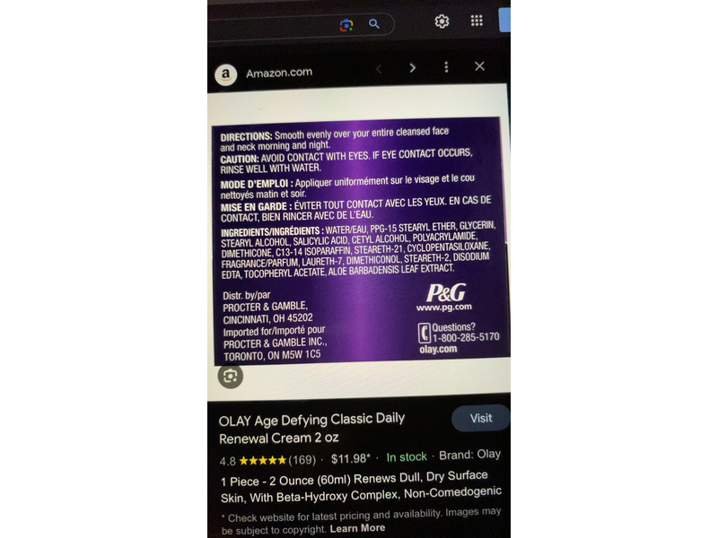 Olay Age Defying Classic Daily Renewal Cream, 2 fl oz/60 mL