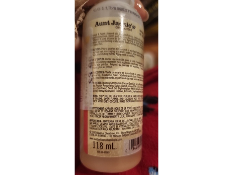 Aunt Jackie's Frizz Rebel Oil, Coconut & Sweet Almond, 4 fl oz/118 mL