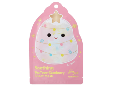 Squishmallows x Tonymoly Laurel Soothing Sheet Mask, Tea Tree + Cranberry, 0.74 oz/21 g