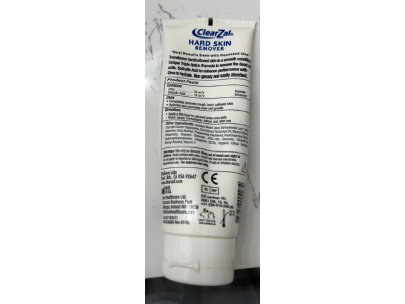 Clearzal Hard Skin Remover Foot Cream, 3.4 fl oz/100 g