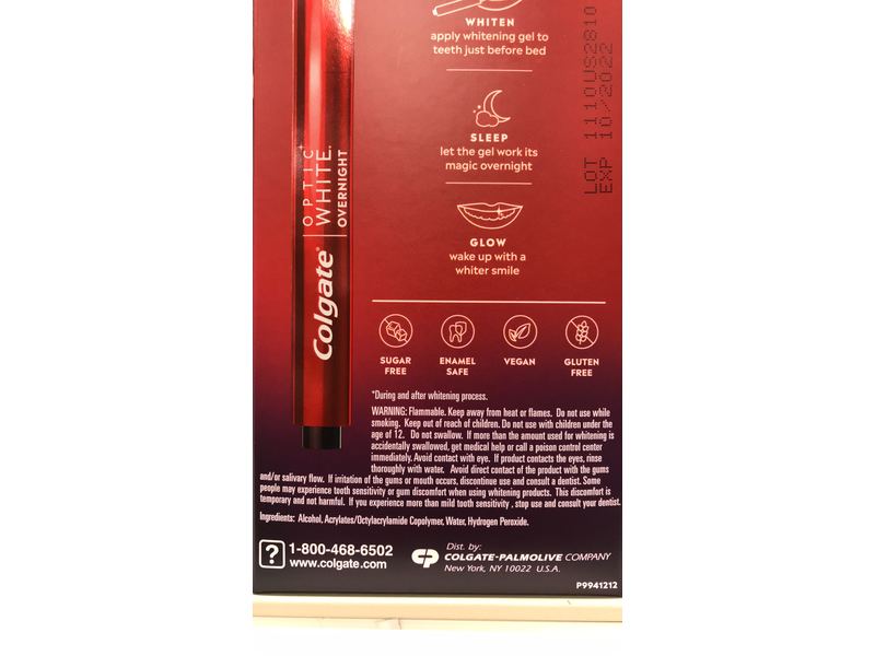 Colgate Optic White Overnight Whitening Pen, 0.08 fl oz/2.5 mL