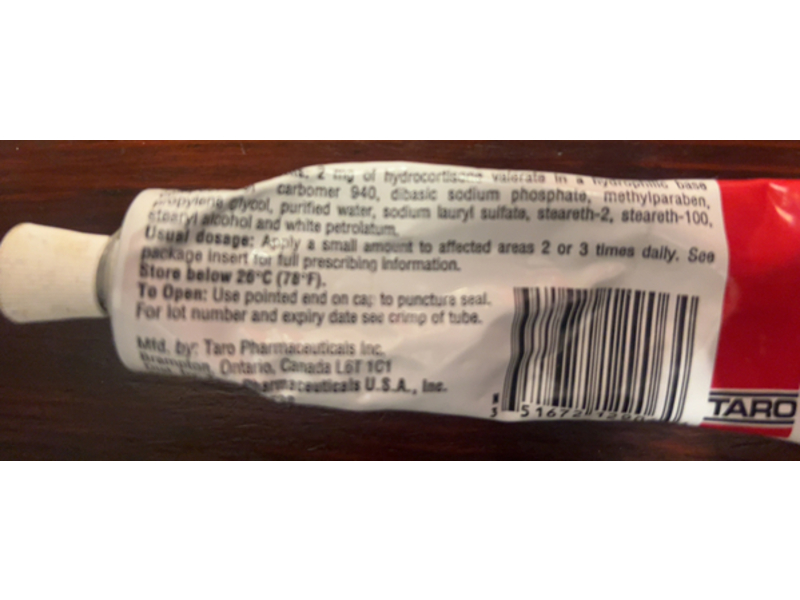 Hydrocortisone Valerate Cream 0.2%, 45 g, Taro (Rx)