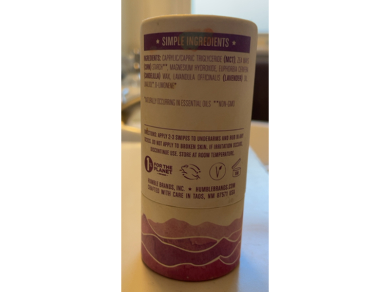 Humble Sensitive Skin Deodorant, Mountain Lavender, 2.65 oz/75 g