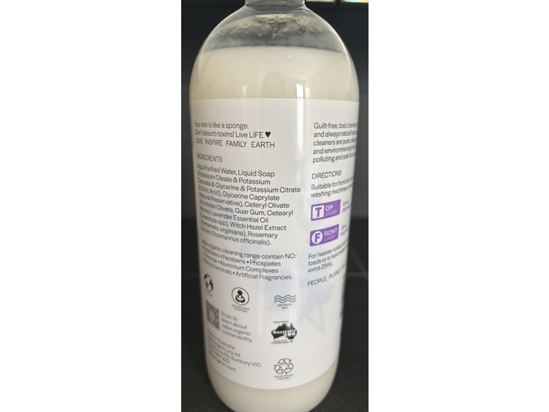 Saba Organic Fabric Softener, Tasmanian Lavender, 33.81 fl oz/1 L