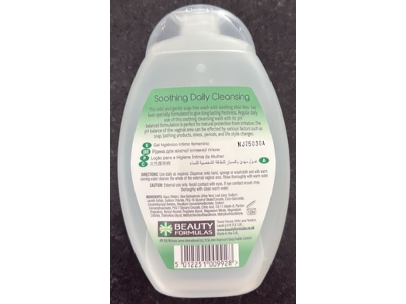 Beauty Formulas Feminine Intimate Cleansing Wash, Aloevera, 8.45 fl oz/250 mL