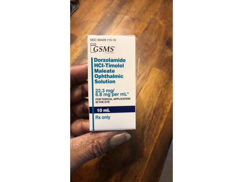 Dorzolamide HCl and Timolol Maleate Ophthalmic Solution, 22.3mg/6.8 Mg per mL, 10 mL, GSMS Pharma (RX)