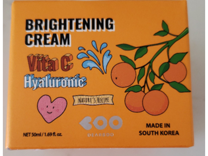 Dearboo Brightening Cream, Vita C Hyaluronic, 1.69 fl oz/50 mL