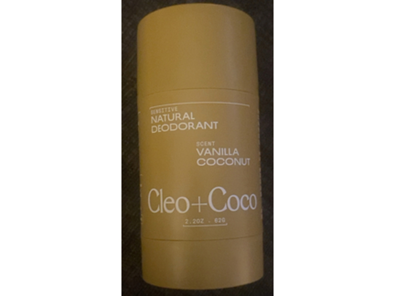 Cleo + Coco Natural Deodorant, Vanilla Coconut, 2.2 oz/62 g