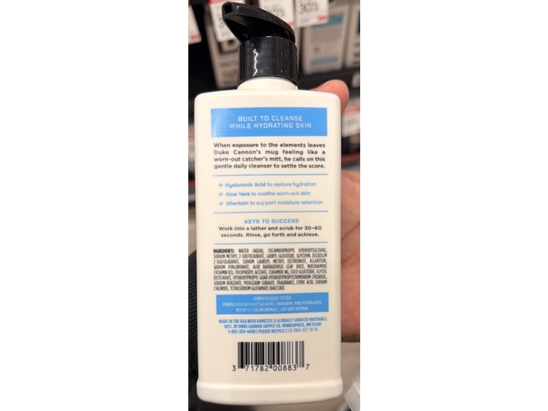 Duke Cannon Supply Co. Daily Hydrating Face Wash, Aloe Vera & Hyaluronic Acid, 8 fl oz/236 mL