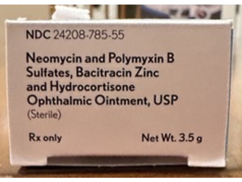 Neomycin & Polymyxin B Sulfates, Bacitracin Zinc & Hydrocortisone Ophthalmic Ointment, 1/8 oz/3.5 g, Bausch & Lomb (Rx)