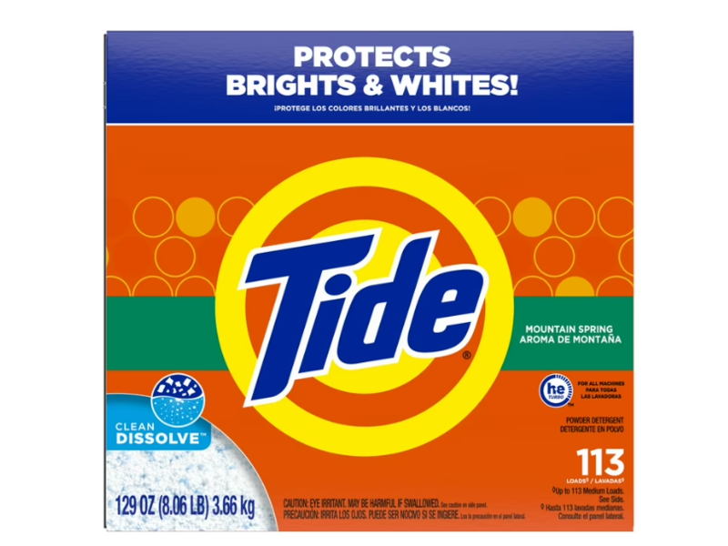 Tide Powder Detergent, Mountain Springs, 113 Loads, 129 fl oz/3.66 kg