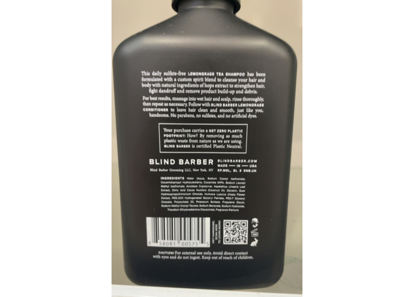 Blind Barber Lemongrass Tea Shampoo, 12 fl oz/350 mL