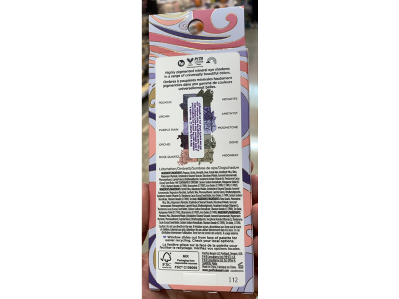 Pacifica Purples Nudes Mineral Eyeshadow Palette, Cocoa Butter, 0.24 oz/7 g