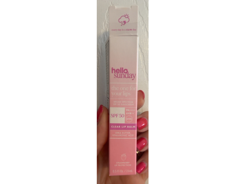 Hello Sunday Clear Lip Balm, SPF 50, Strawberry, 0.5 fl oz/15 mL