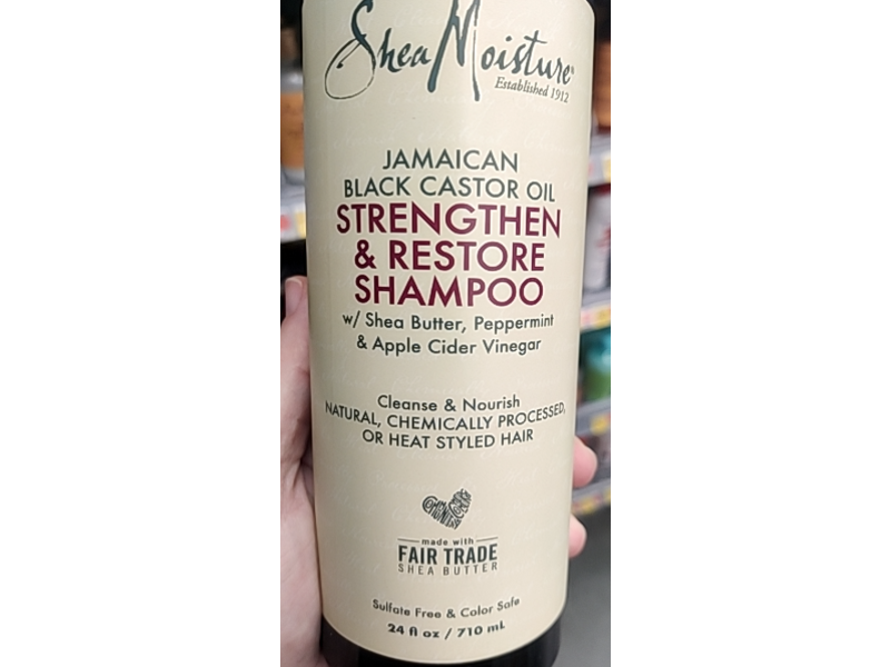 SheaMoisture Strengthen & Restore Shampoo, Jamaican Black Castor Oil, 24 fl oz/710 mL