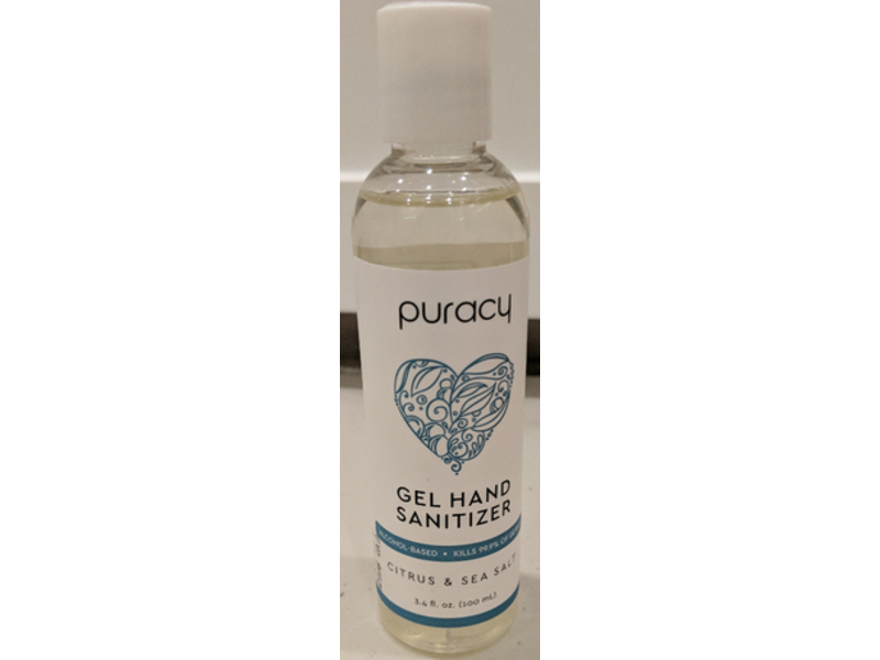 Puracy Gel Hand Sanitizer, Citrus & Sea Salt, 3.4 fl oz/100 mL