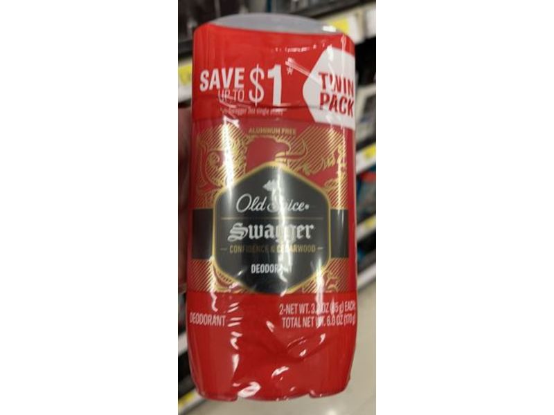 Old Spice Swagger Deodorant, Confidence & Cedarwood, 3 oz/85 g, Twin Pack
