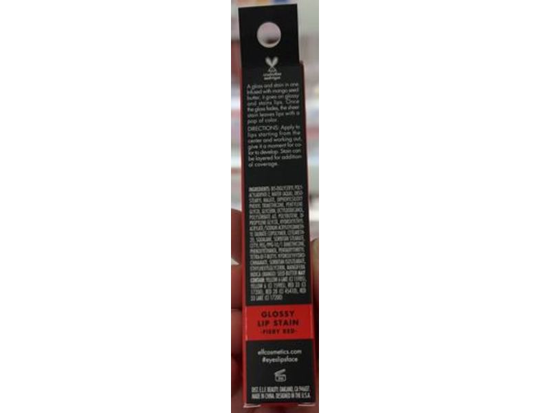 e.l.f. Cosmetics Glossy Lip Stain, Fiery Red, 0.1 fl oz/3 mL