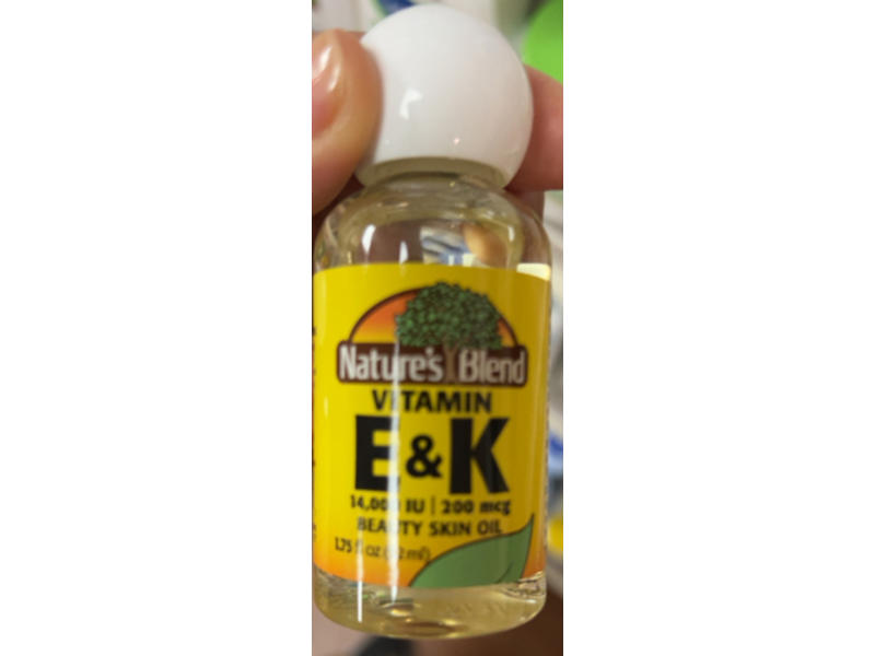 Natural Blend Beauty Skin Oil, Vitamin E & K, 1.75 fl oz/52 mL