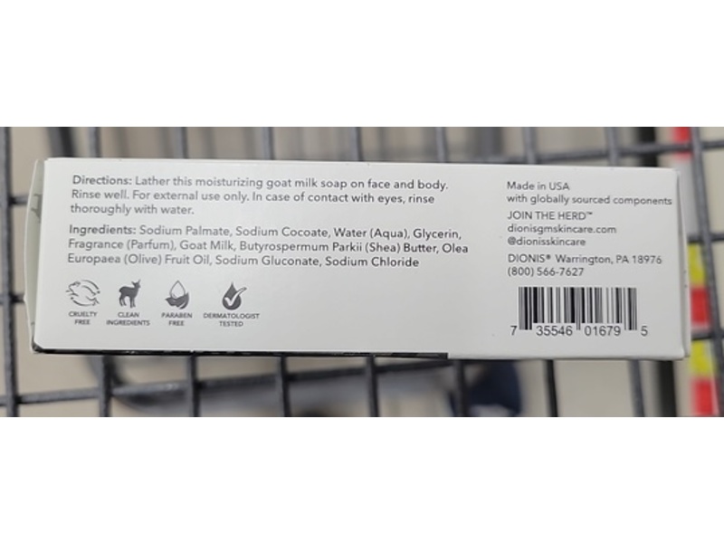 Dionis Goat Milk Bar Soap, Cedarwood & Sea Salt, 6 oz/170 g