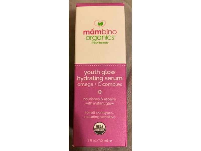Mambino Organics Youth Glow Hydrating Serum, Omega+C Complex, 1 fl oz/30 ml