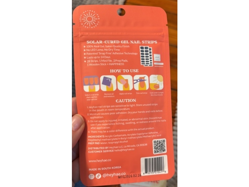 Heyhae Sun Cured Nail Strips, Hey After Dark, 28 Count